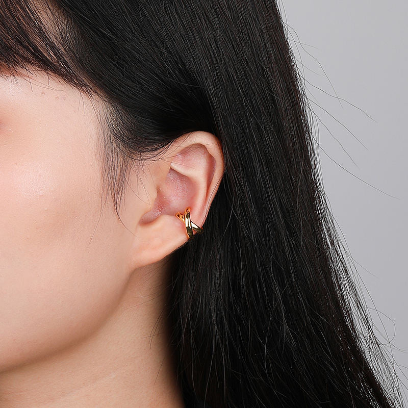 Cross Ear Cuff Earrings — No Piercing, 925 Sterling Silver