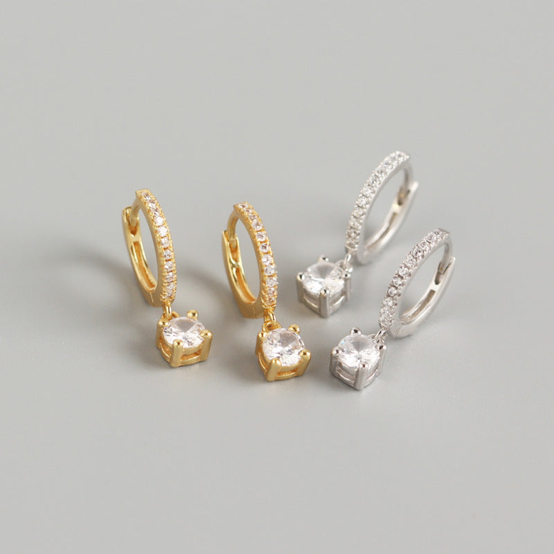 Drop Huggie Hoop Earrings — 18K Gold Plated, 925 Sterling Silver