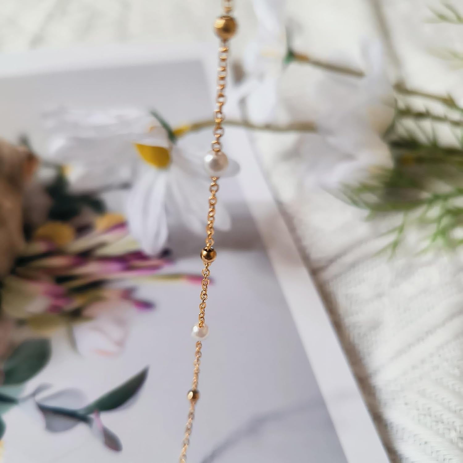 Gold Pearl Necklaces for Women, Dainty Small Simple 18K Gold Plated Choker Bead Necklaces for Women Handmade Pearl Jewelry Bridesmaid Gifts Style 1