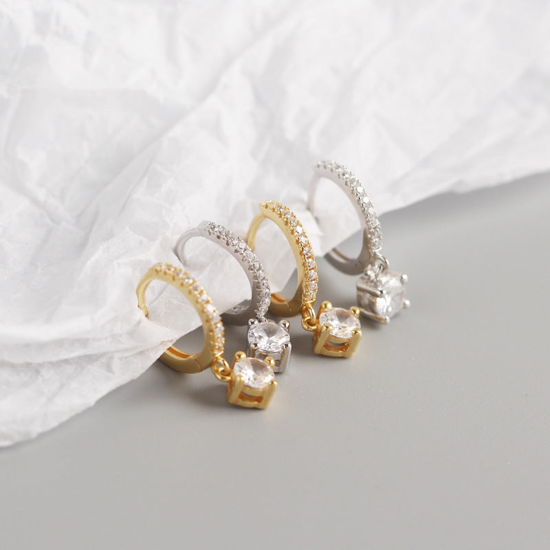 Drop Huggie Hoop Earrings — 18K Gold Plated, 925 Sterling Silver