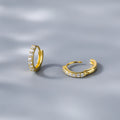 Micro Pave Huggie Hoop Earrings  — 925 Sterling Silver, 18K Gold Plated, CZ