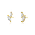 Leaf Stud Earrings for Women — 925 Sterling Silver, Marquise CZ, Hypoallergenic