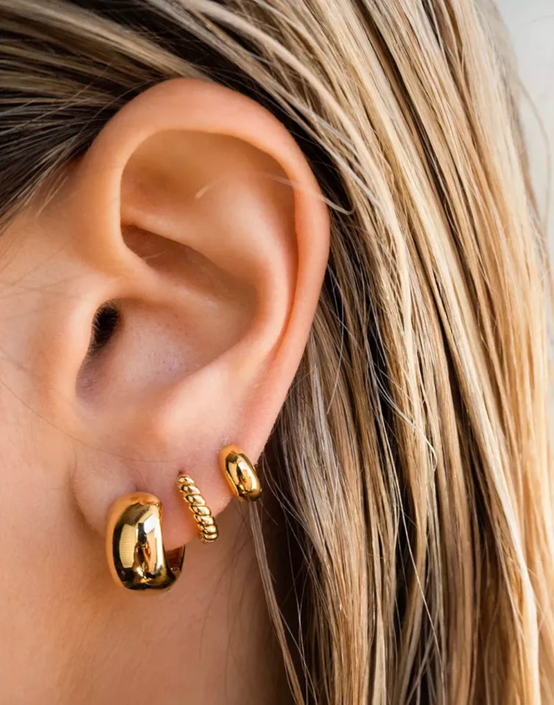 Gold Rope Chain Hoop Earrings — 925 Sterling Silver, 18K Gold Plated