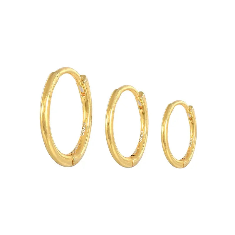 Thin Gold Huggie Earrings  — 925 Sterling Silver, 18K Gold Plated, Minimalist
