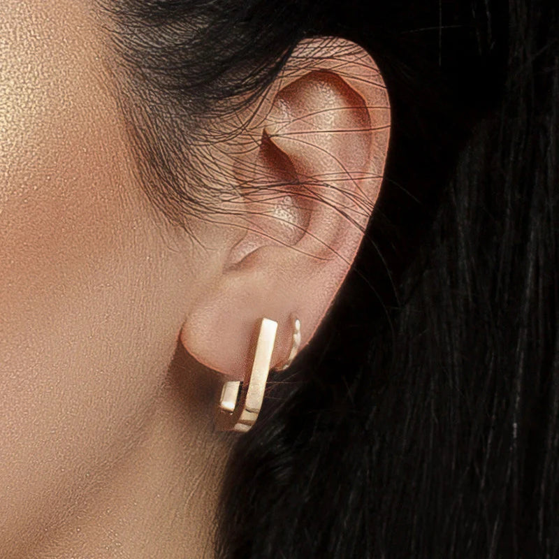 Dainty Gold Stud Earrings for Women — 925 Sterling Silver, 18K Gold Plated, Minimalist