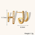 Crystal Paved Double Layer Huggie Earrings - Gold Plated Stainless Steel Stud Earrings