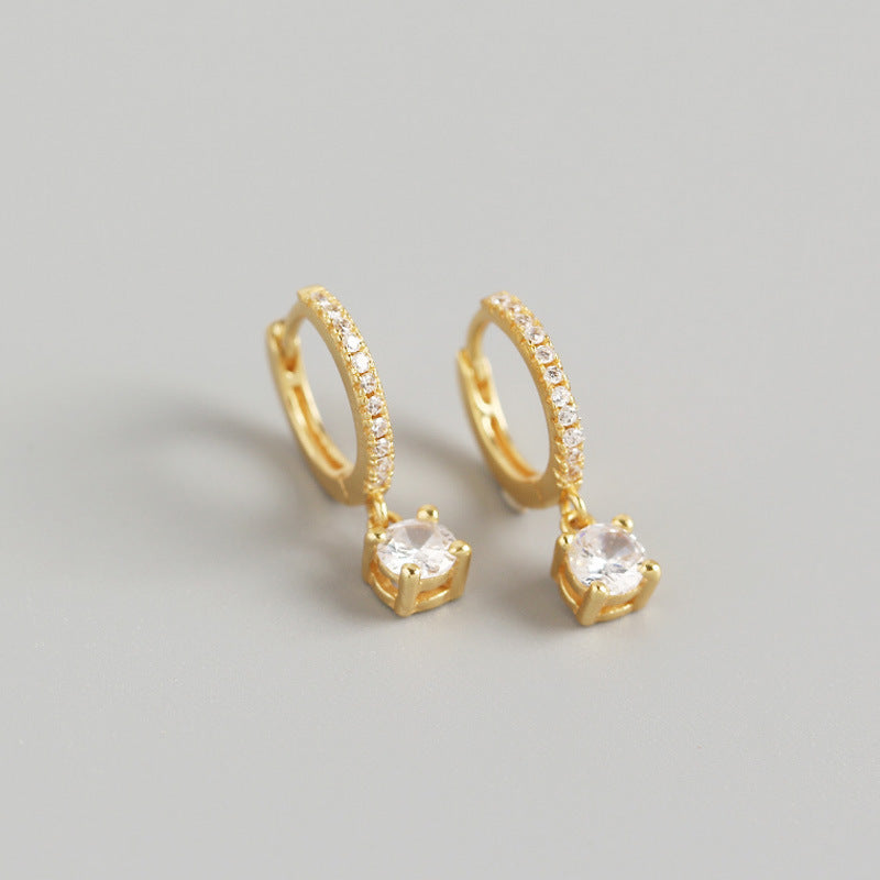 Drop Huggie Hoop Earrings — 18K Gold Plated, 925 Sterling Silver