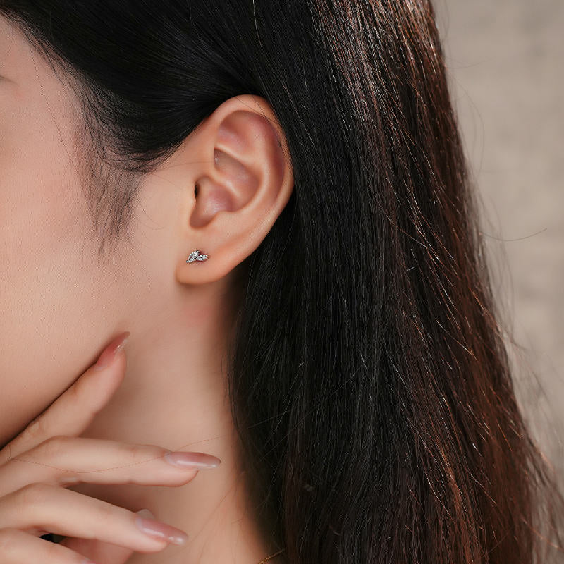 Leaf Stud Earrings for Women — 925 Sterling Silver, Marquise CZ, Hypoallergenic