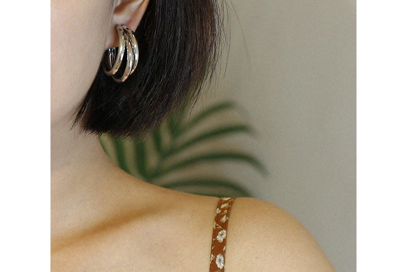 Gold/Silver Color Multi Hoops Earrings 