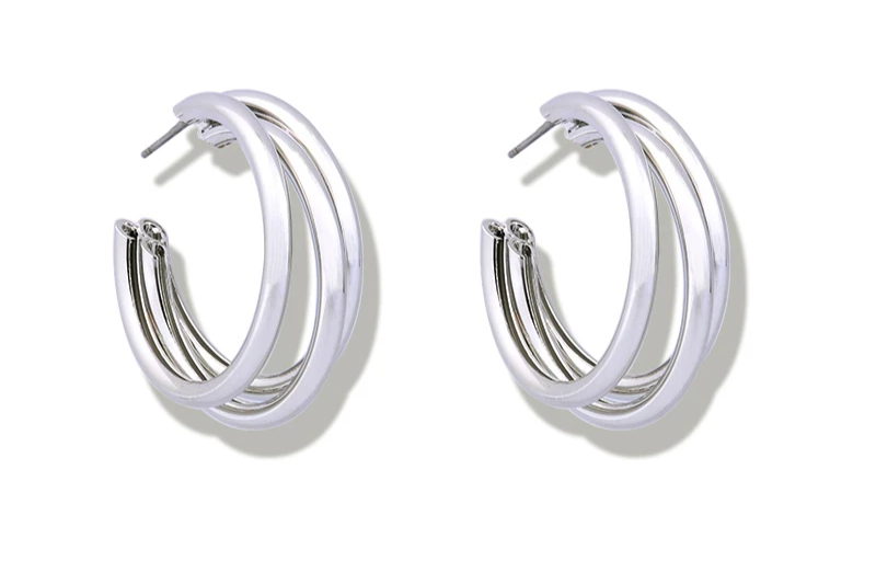 Gold/Silver Color Multi Hoops Earrings 