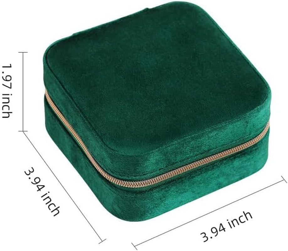 Travel Jewelry Box Portable Jewelry Case for Earring, Ring, Necklace,Bracelet Small Jewlery Organizer with Zipper (Green)