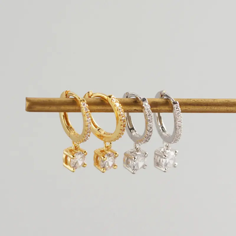 Drop Huggie Hoop Earrings — 18K Gold Plated, 925 Sterling Silver