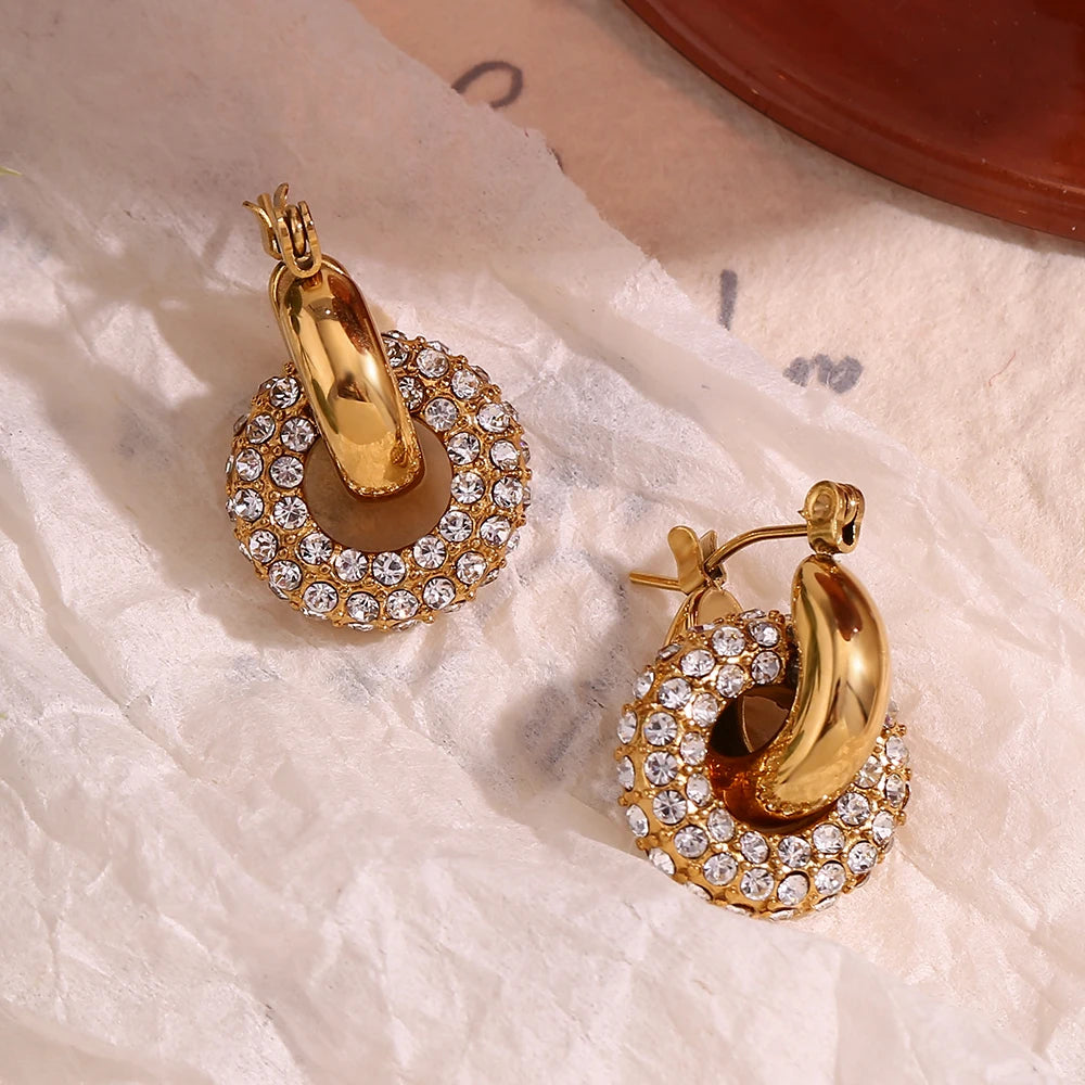 Donut Drop Earrings - Stainless Steel Earrings 18K Gold Plated Decoration
