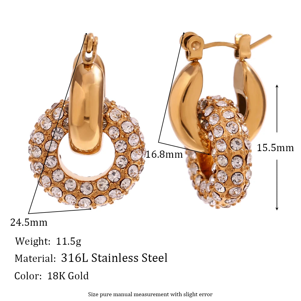 Donut Drop Earrings - Stainless Steel Earrings 18K Gold Plated Decoration