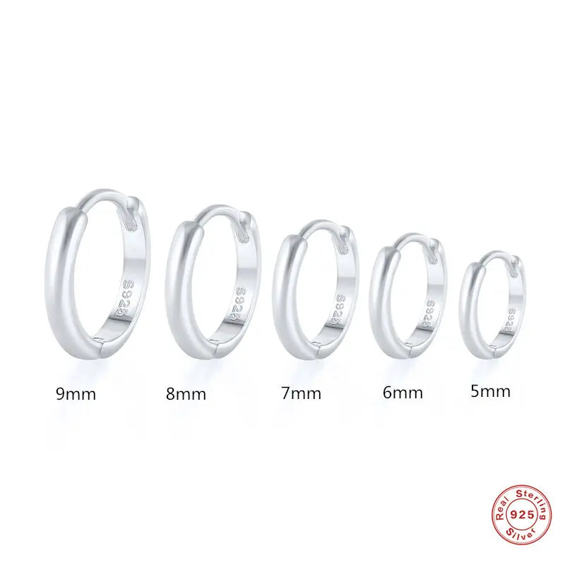 Silver Huggie Earrings — 925 Sterling Silver, Hypoallergenic, Minimalist