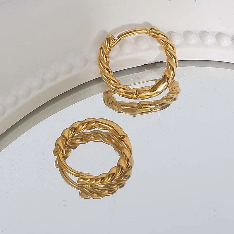 Gold Rope Chain Hoop Earrings — 925 Sterling Silver, 18K Gold Plated