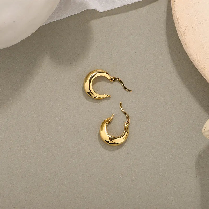 Small Gold Hoop Earrings for Women — 925 Sterling Silver, 18K Gold Plated, 15Mm