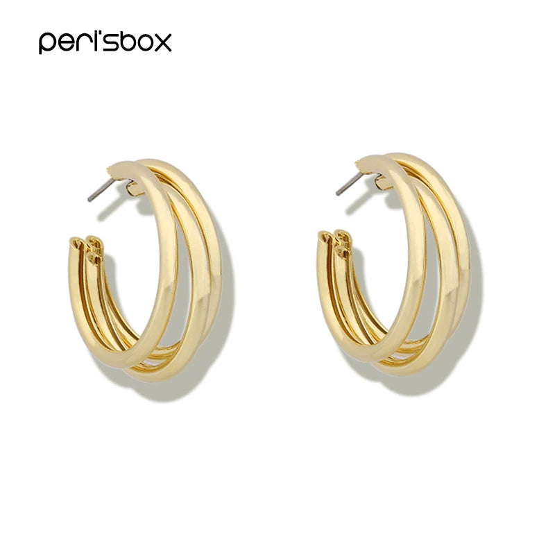 Gold/Silver Color Multi Hoops Earrings 