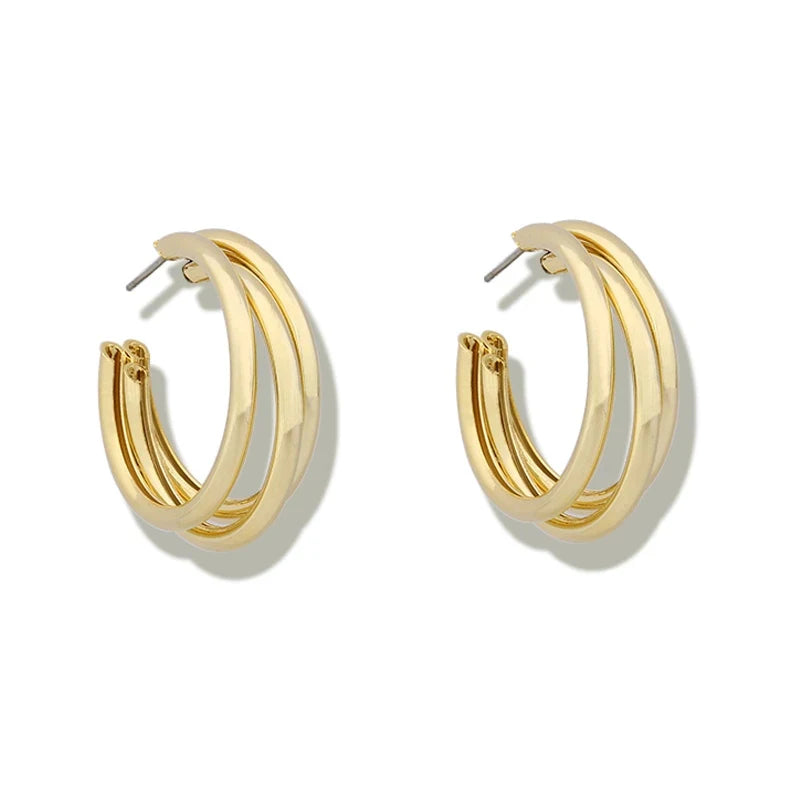 Gold/Silver Color Multi Hoops Earrings 