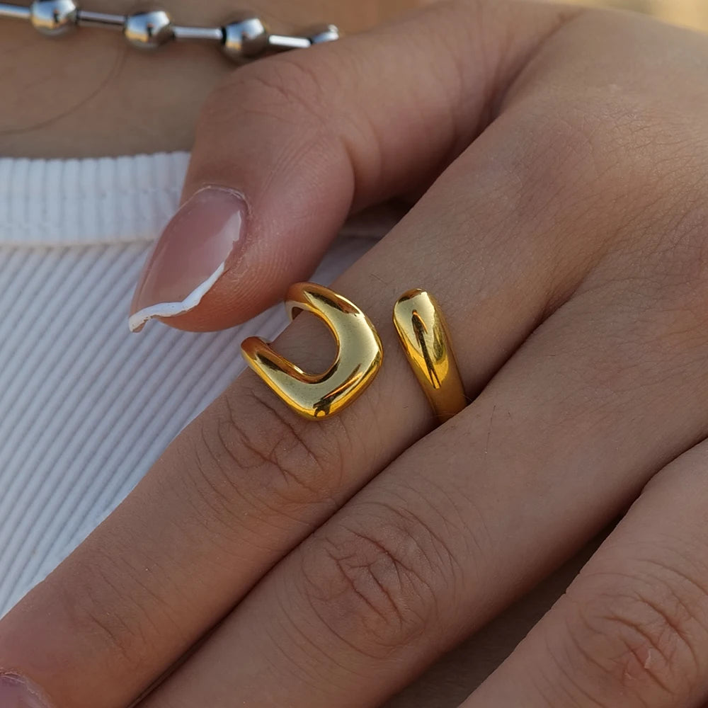 Geometric Hollow Wide Ring