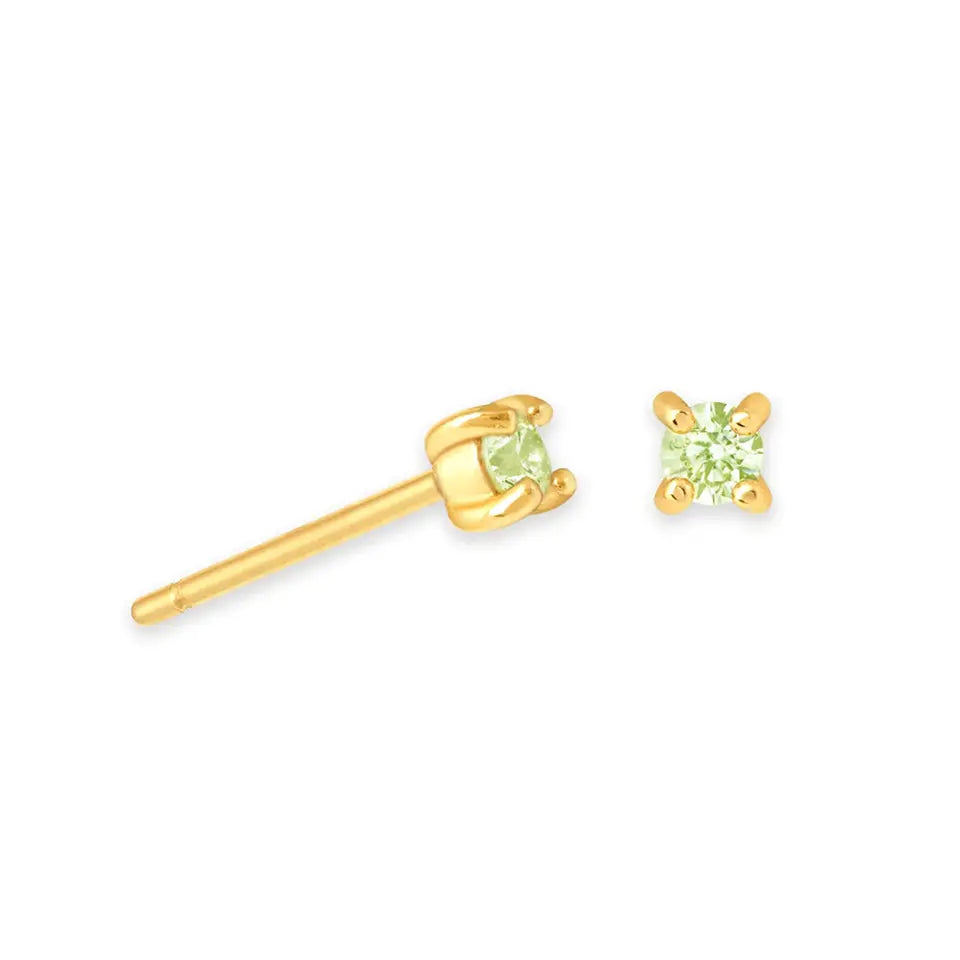 Birthstone Stud Earrings — 925 Sterling Silver, 18K Gold Plated