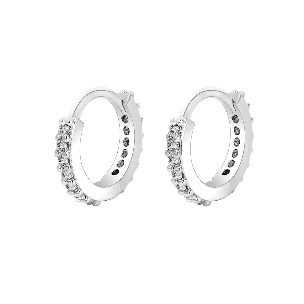  Stainless Steel Minimal Hoop Earrings Crystal Zirconia