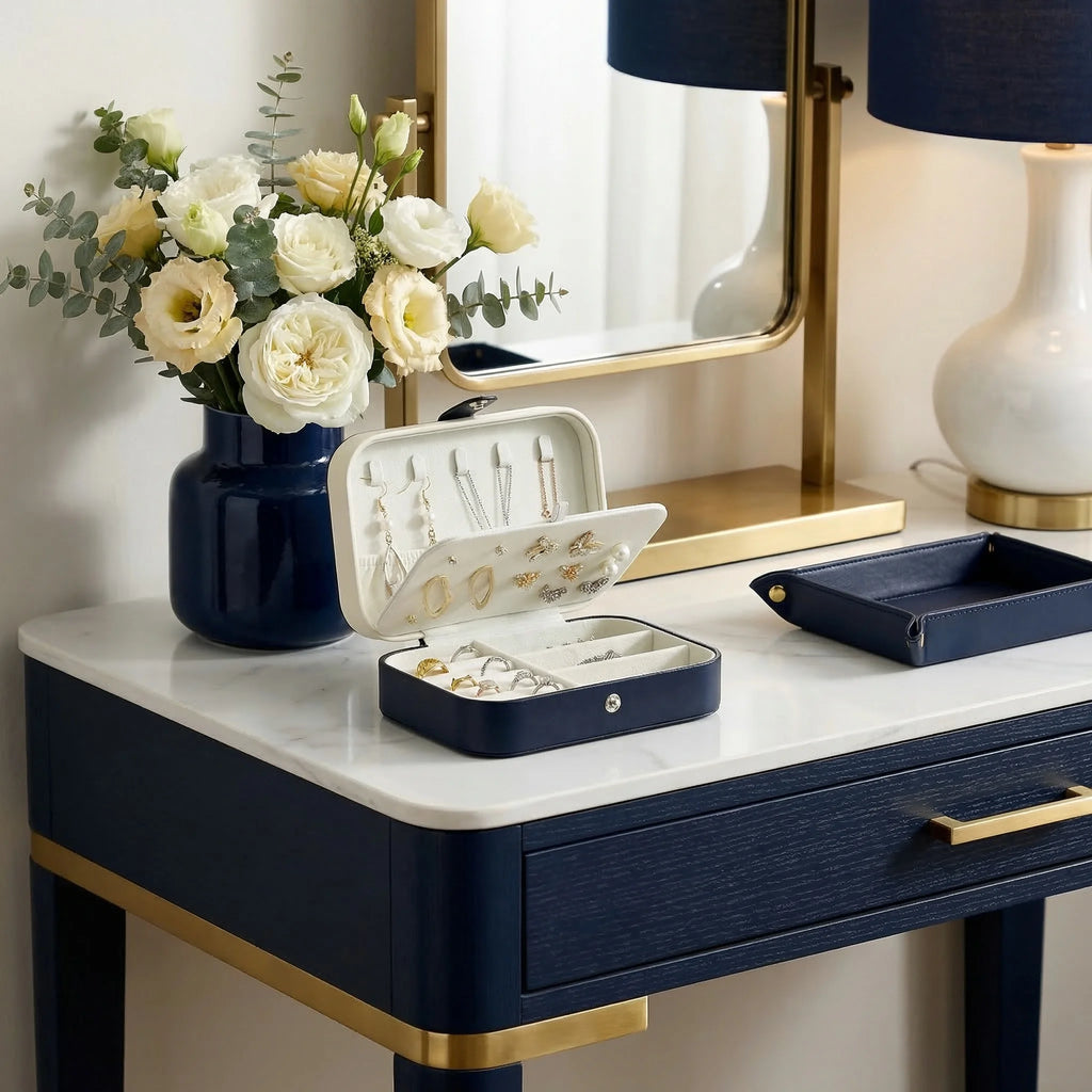 Portable Jewelry Box for Women Girls Double Layer Display Storage Organizer Earrings Ring Necklace Leather Travel Jewelry Case