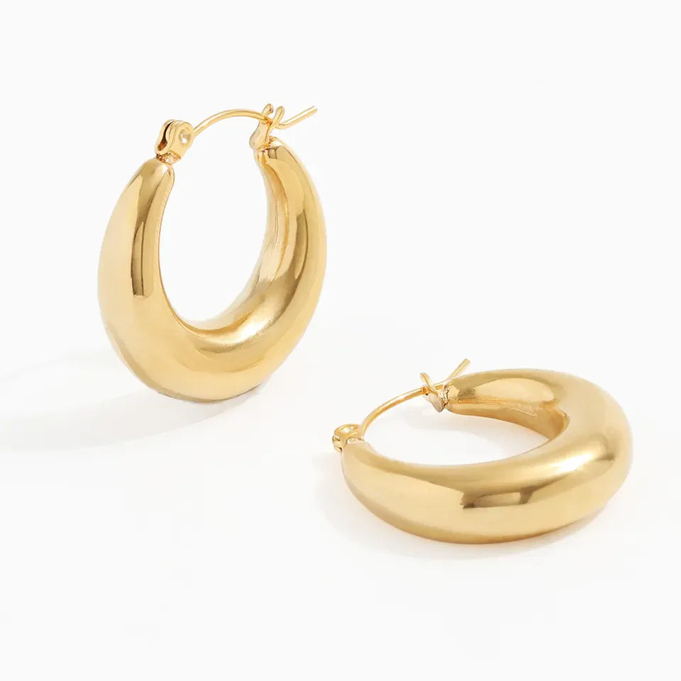 Teardrop Hoop Earrings— 925 Sterling Silver, 18K Gold Plated