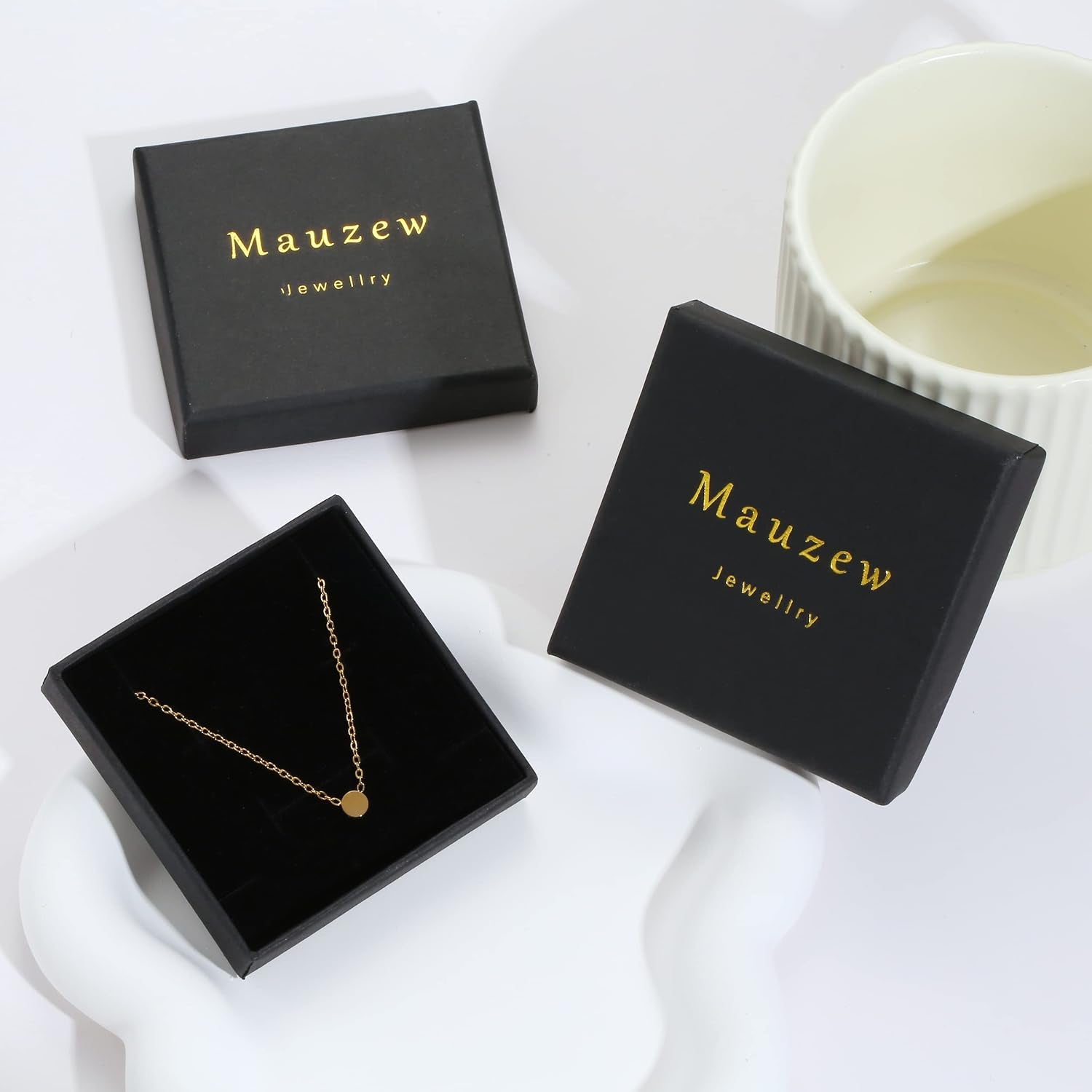 Dainty Gold Chain Necklace for Women 18K Gold Plated | Simple Beaded Herringbone Layering Chain Choker Necklace Stack Waterproof Stainless Steel Trendy Everyday Jewelry Gifts