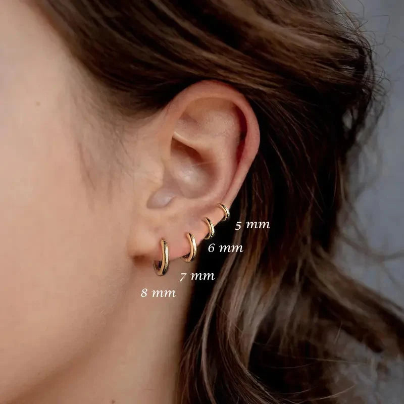 Gold Huggie Earrings — 925 Sterling Silver, 18K Gold Plated, Minimalist