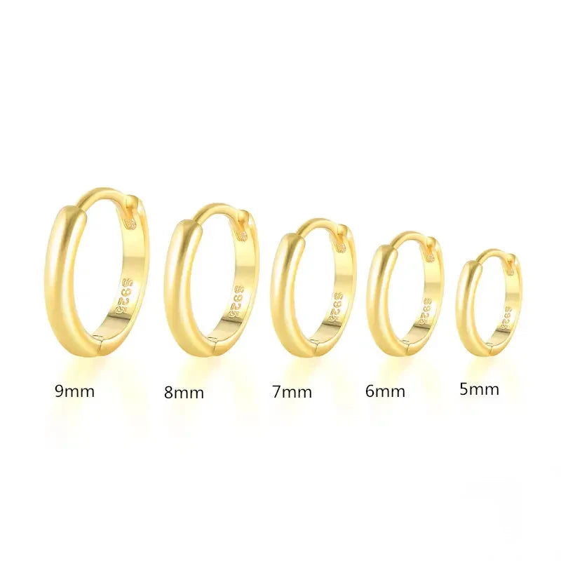 Gold Huggie Earrings — 925 Sterling Silver, 18K Gold Plated, Minimalist