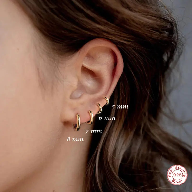 Silver Huggie Earrings — 925 Sterling Silver, Hypoallergenic, Minimalist