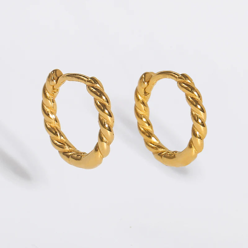 Gold Rope Chain Hoop Earrings — 925 Sterling Silver, 18K Gold Plated
