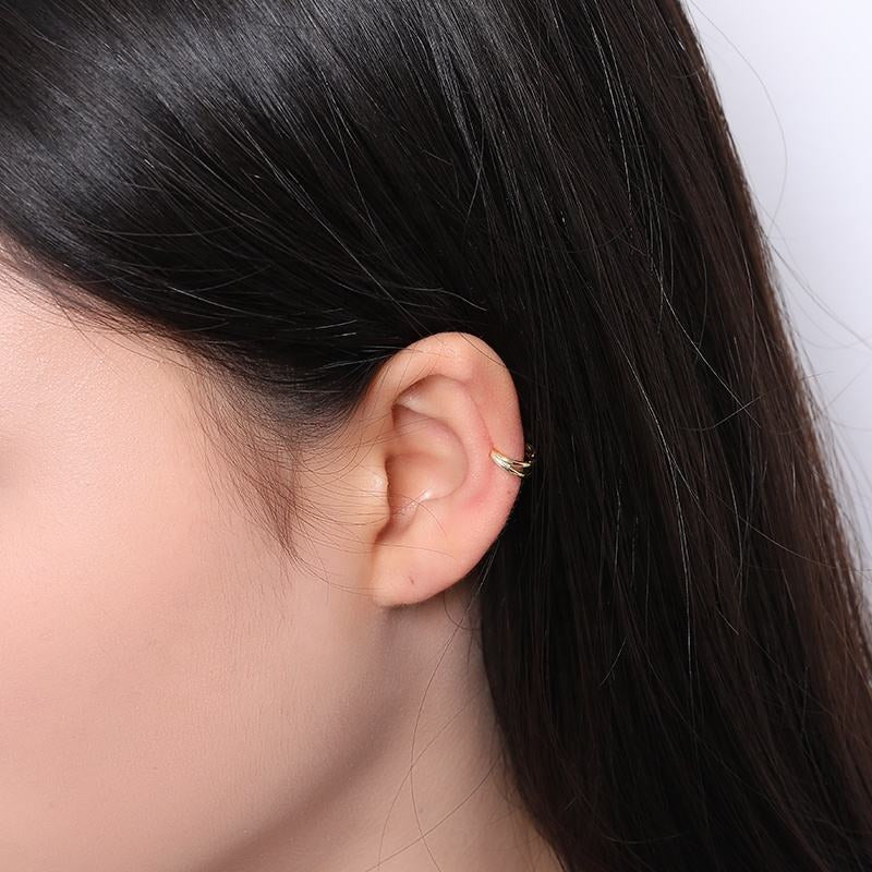 Gold Ear Cuff Earring for Women — 925 Sterling Silver, 18K Gold Plated, No Piercing