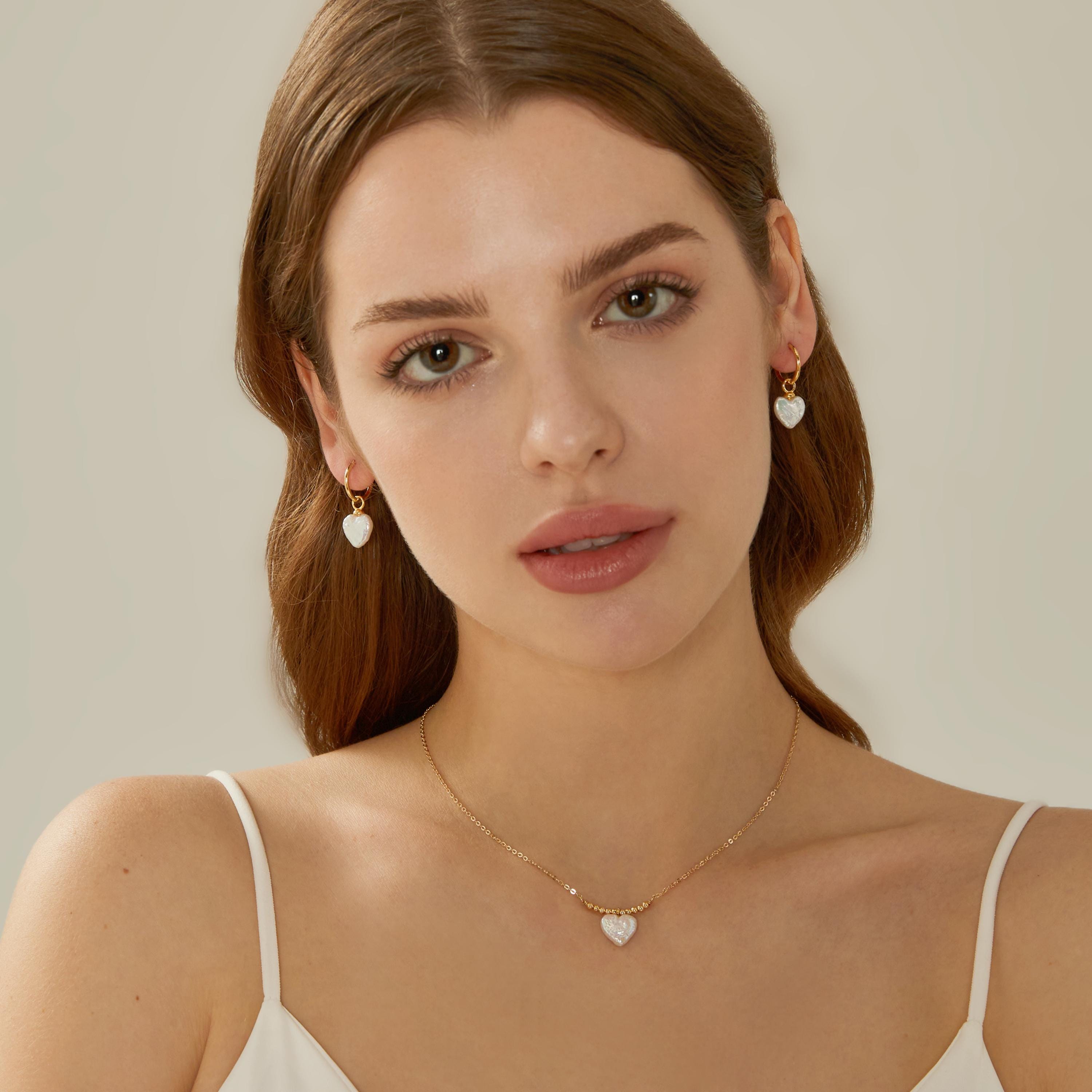 Baroque Pearl Heart Earrings