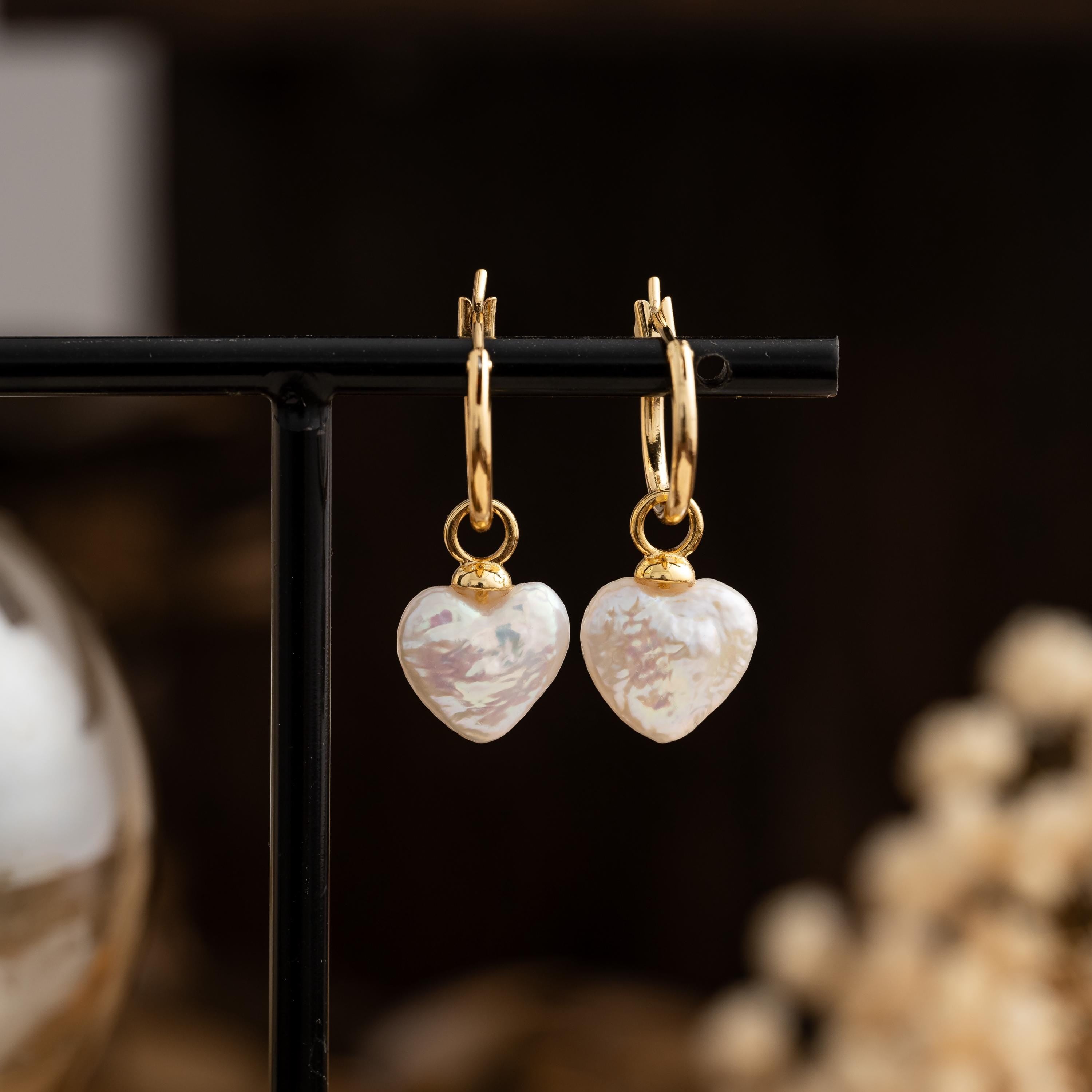 Baroque Pearl Heart Earrings