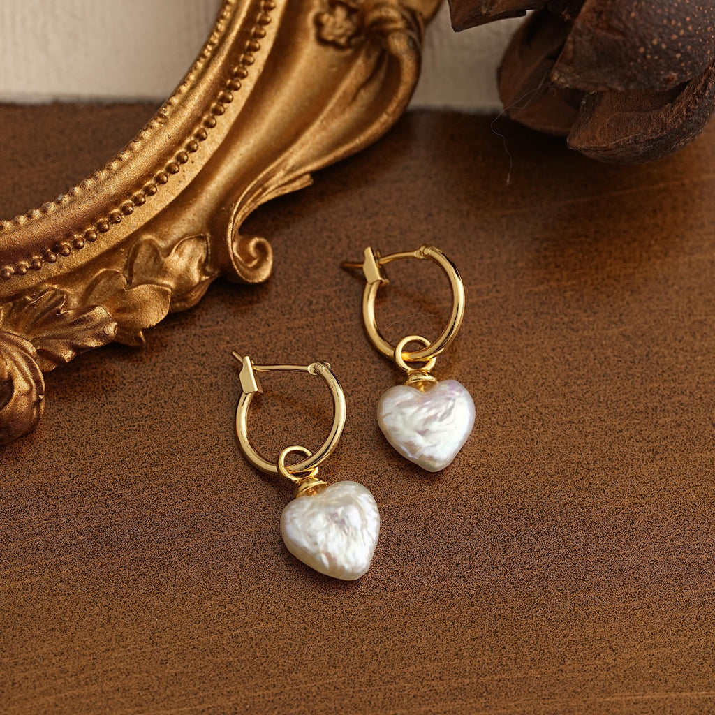 Baroque Pearl Heart Earrings