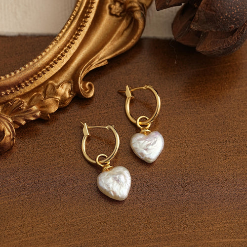 Baroque Pearl Heart Earrings