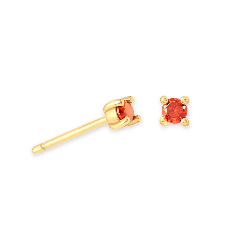 Birthstone Stud Earrings — 925 Sterling Silver, 18K Gold Plated