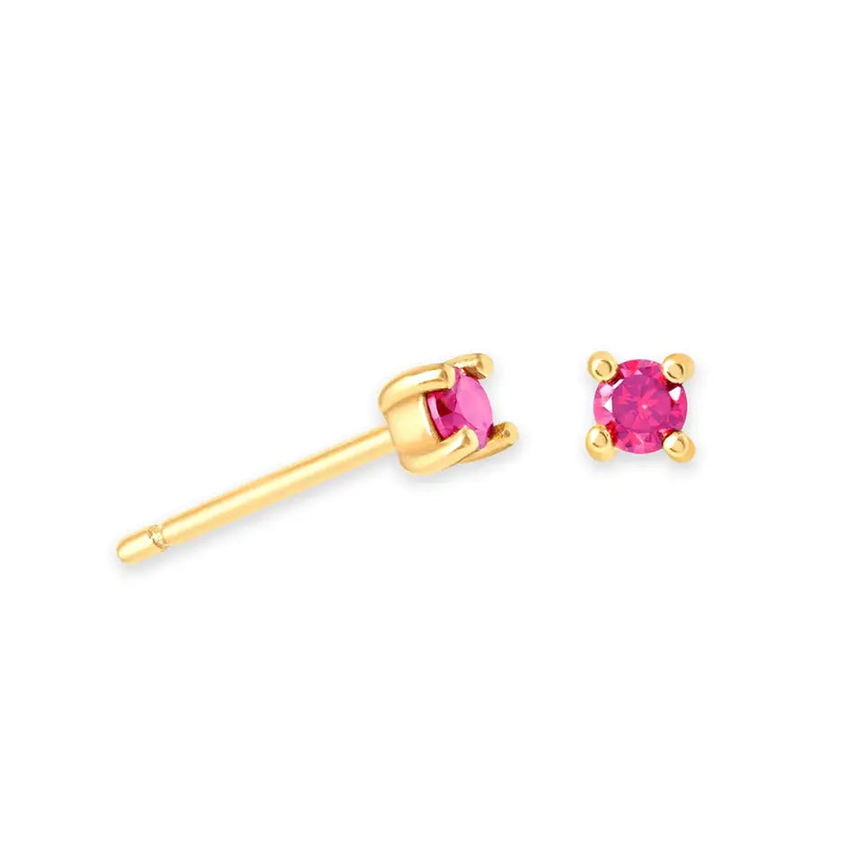Birthstone Stud Earrings — 925 Sterling Silver, 18K Gold Plated