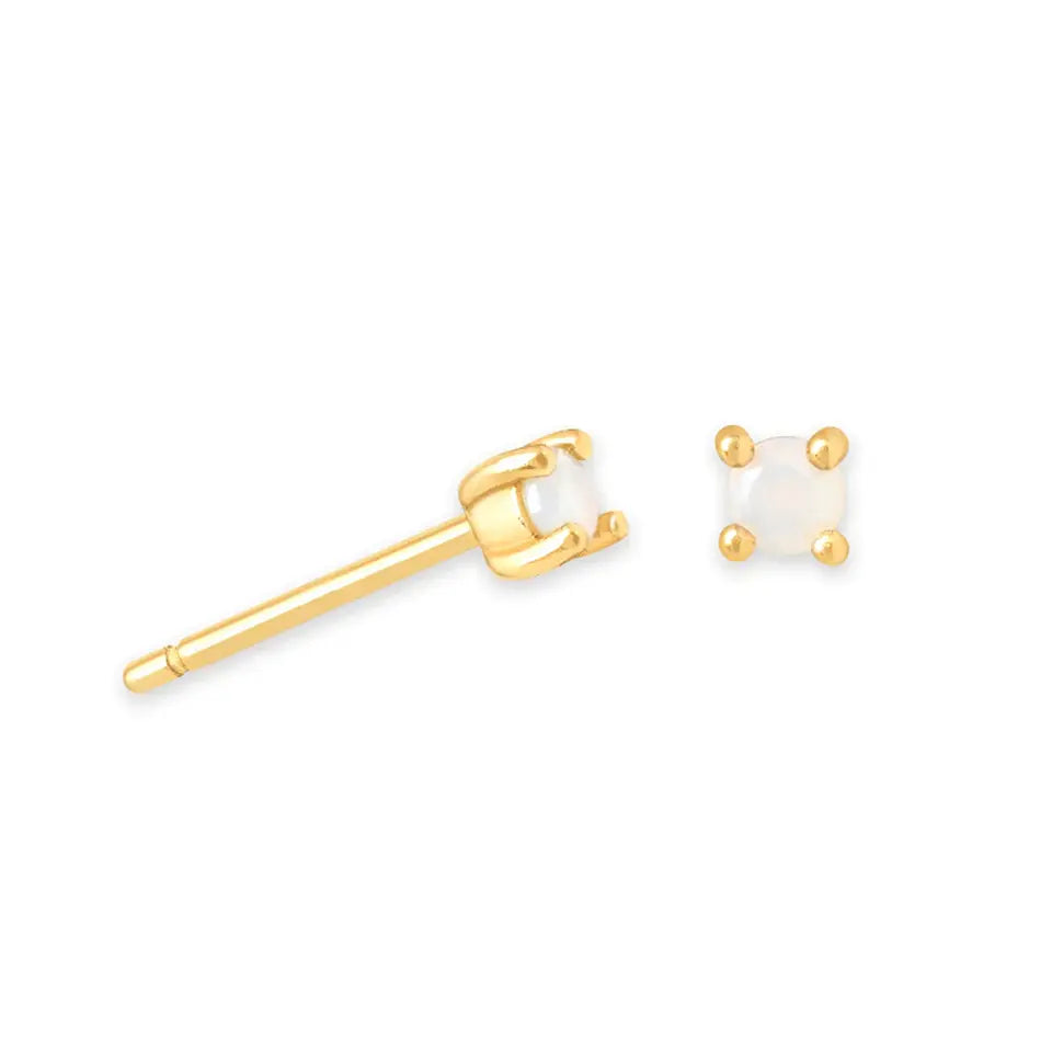 Birthstone Stud Earrings — 925 Sterling Silver, 18K Gold Plated