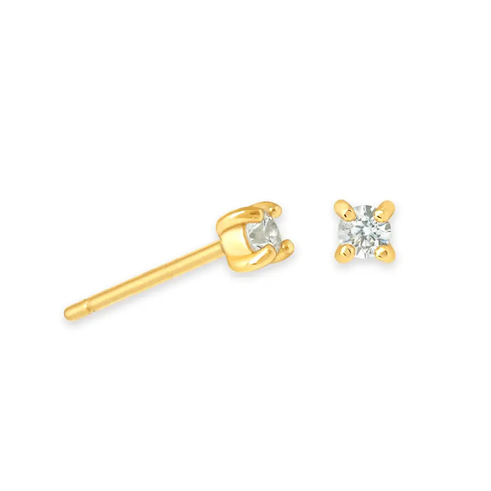 Birthstone Stud Earrings — 925 Sterling Silver, 18K Gold Plated