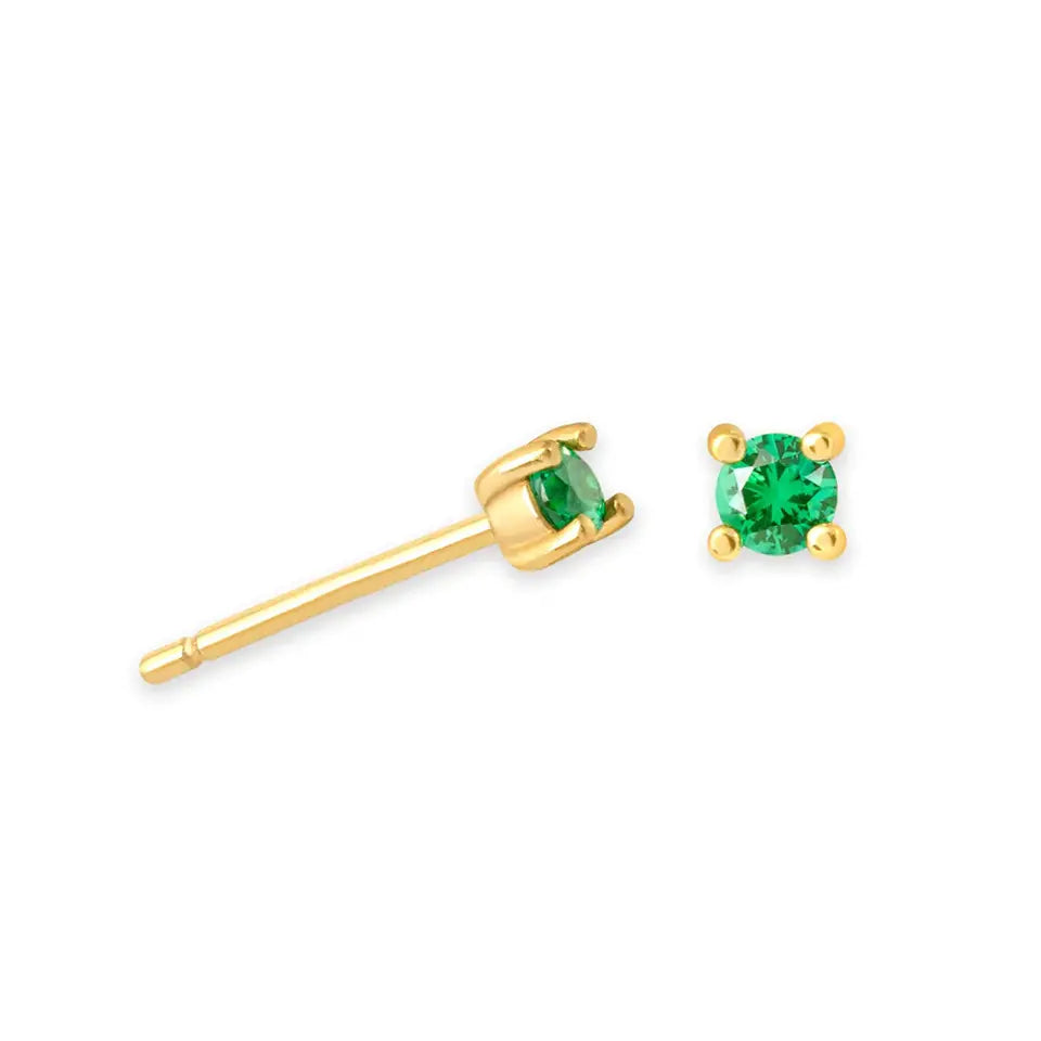 Birthstone Stud Earrings — 925 Sterling Silver, 18K Gold Plated