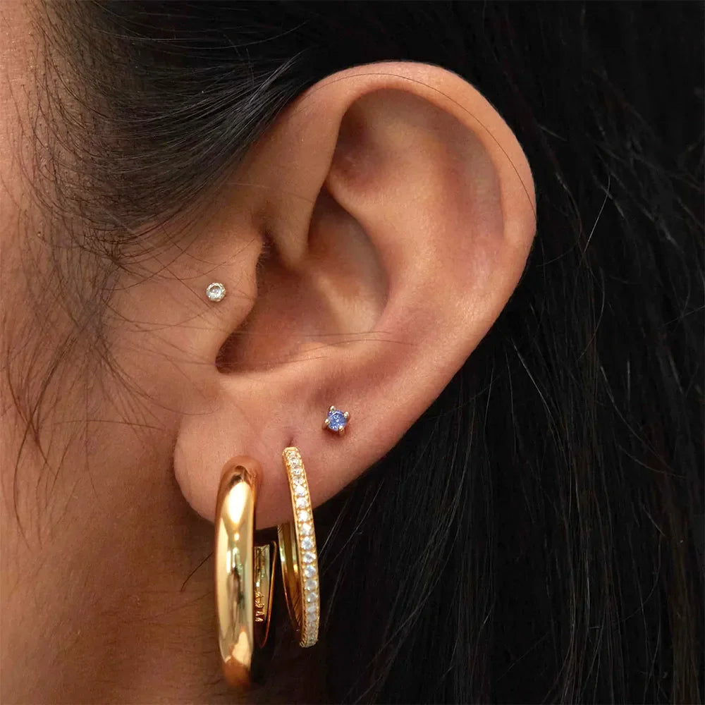 Birthstone Stud Earrings — 925 Sterling Silver, 18K Gold Plated