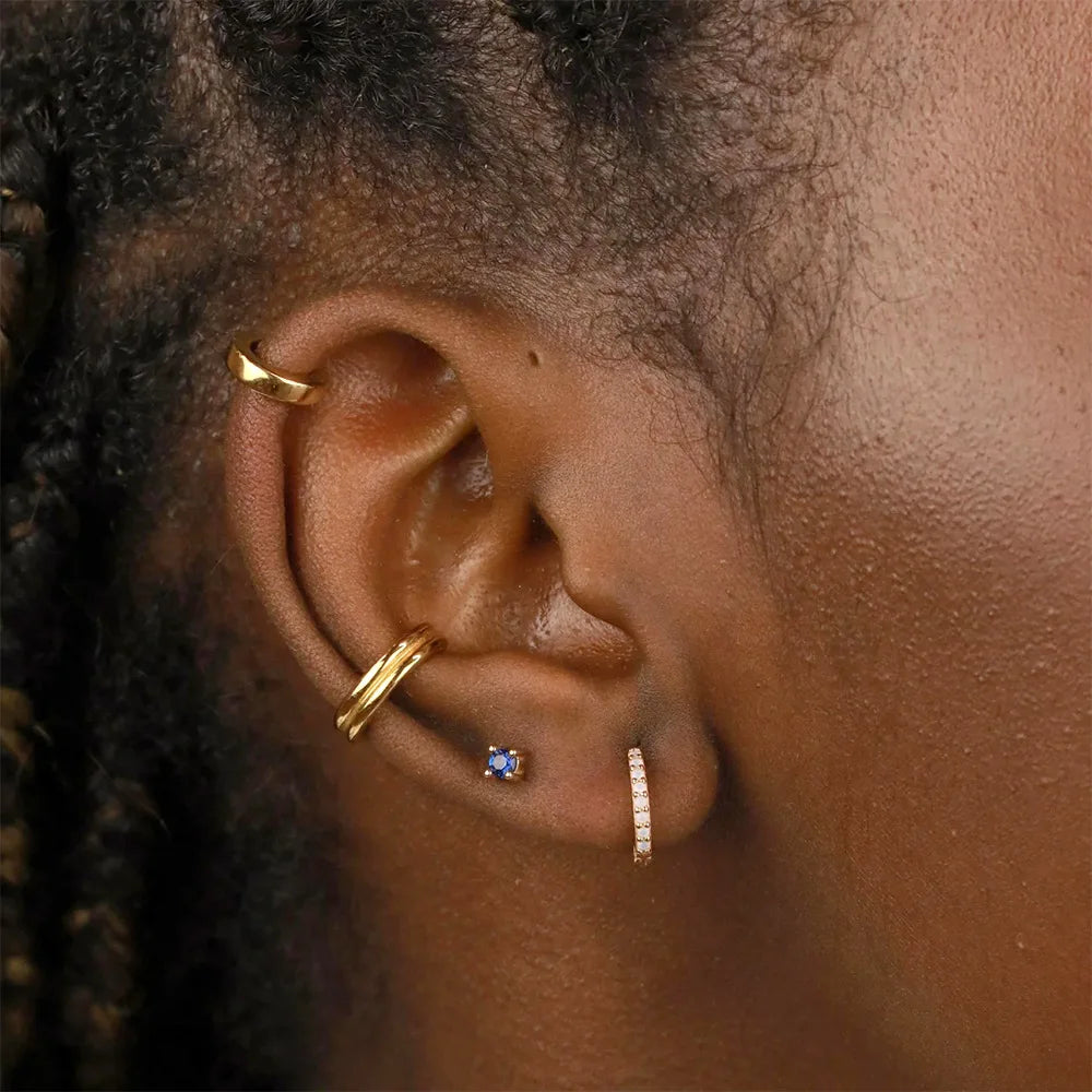 Birthstone Stud Earrings — 925 Sterling Silver, 18K Gold Plated