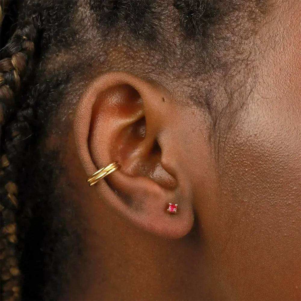 Birthstone Stud Earrings — 925 Sterling Silver, 18K Gold Plated