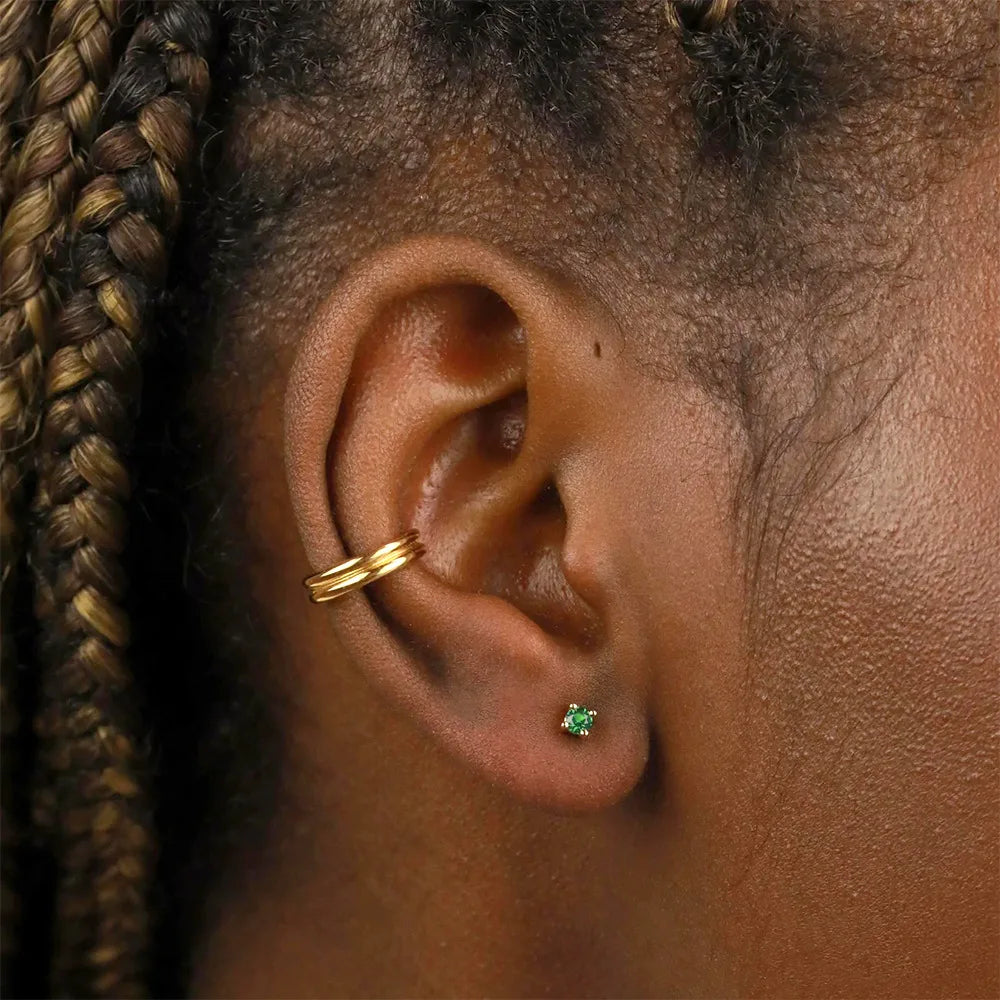 Birthstone Stud Earrings — 925 Sterling Silver, 18K Gold Plated