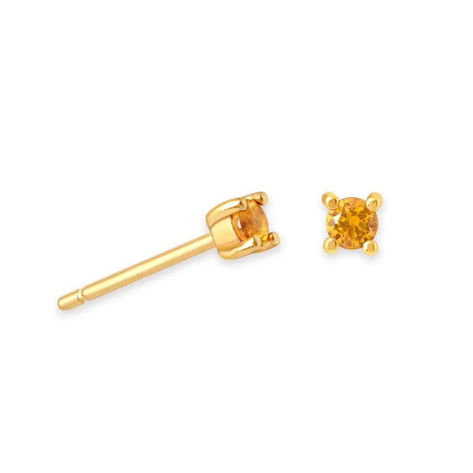 Birthstone Stud Earrings — 925 Sterling Silver, 18K Gold Plated