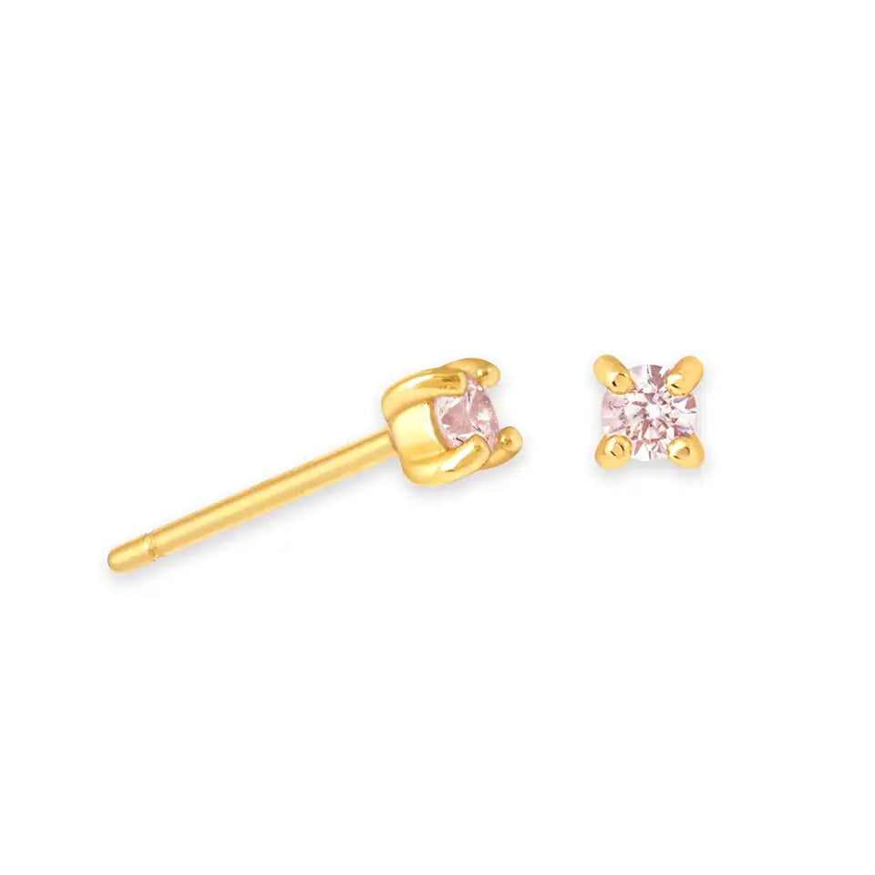 Birthstone Stud Earrings — 925 Sterling Silver, 18K Gold Plated